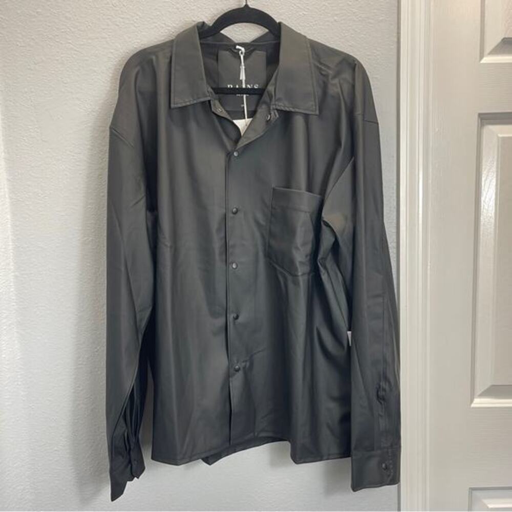 Rains Shirt Unisex‎ Show L/XL Black Button Down